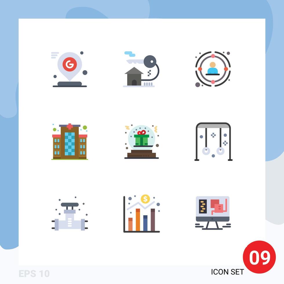 9 Thematic Vector Flat Colors and Editable Symbols of care clinic key building people Editable Vector Design Elements