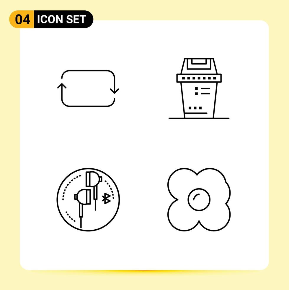 Modern Set of 4 Filledline Flat Colors and symbols such as back ear sets junk bluetooth Editable Vector Design Elements