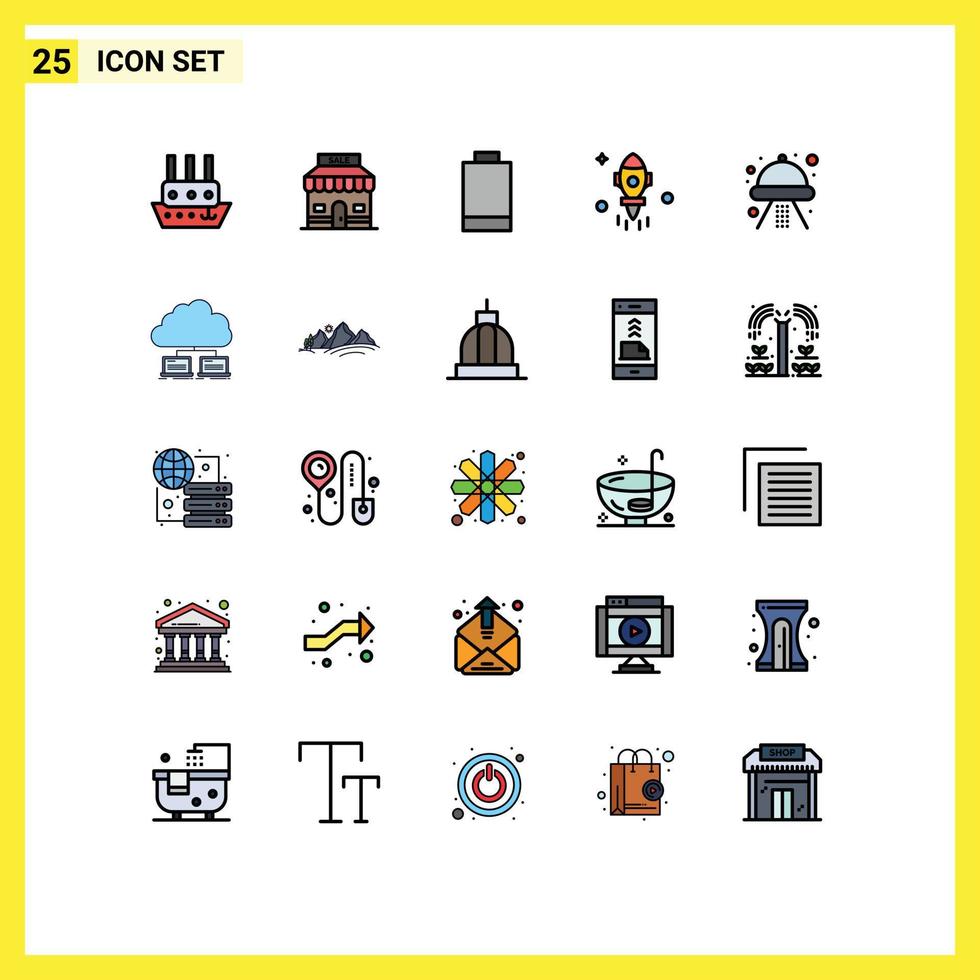 25 Creative Icons Modern Signs and Symbols of space craft battery fly rocket Editable Vector Design Elements