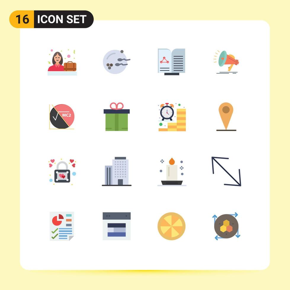 Pack of 16 Modern Flat Colors Signs and Symbols for Web Print Media such as business test female reproduction book Editable Pack of Creative Vector Design Elements
