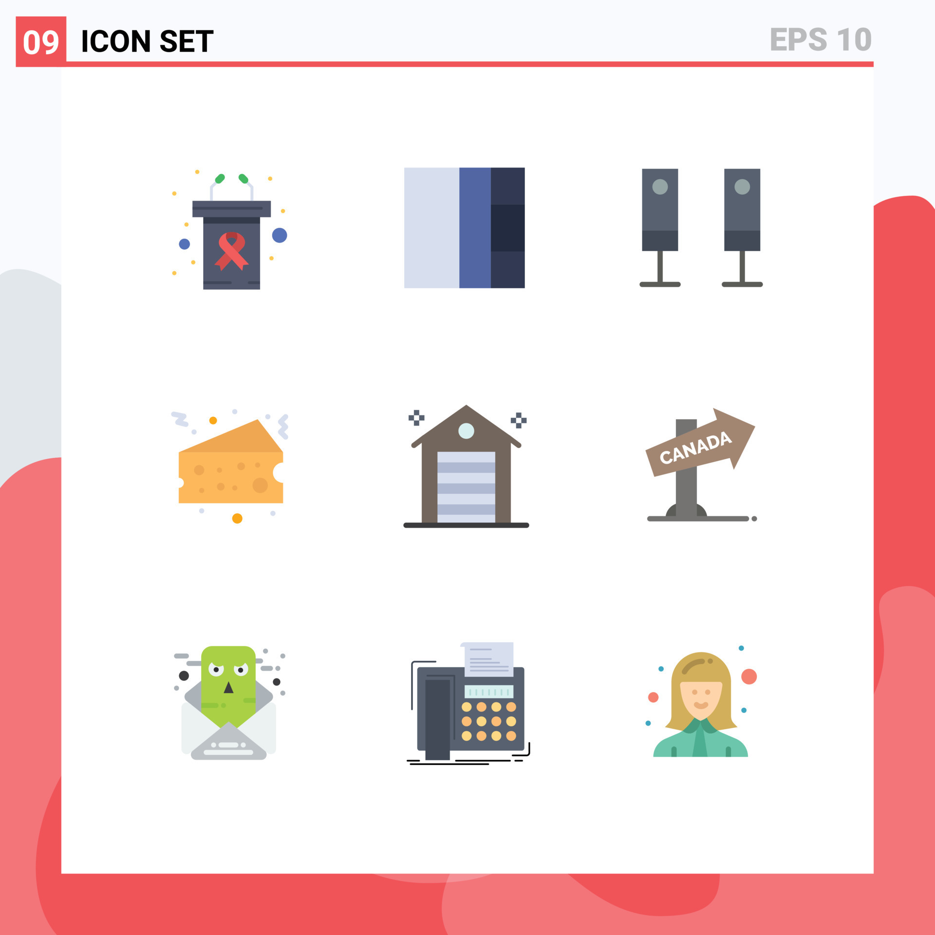 9 Flat Color concept for sites Mobile and Apps real estate sound