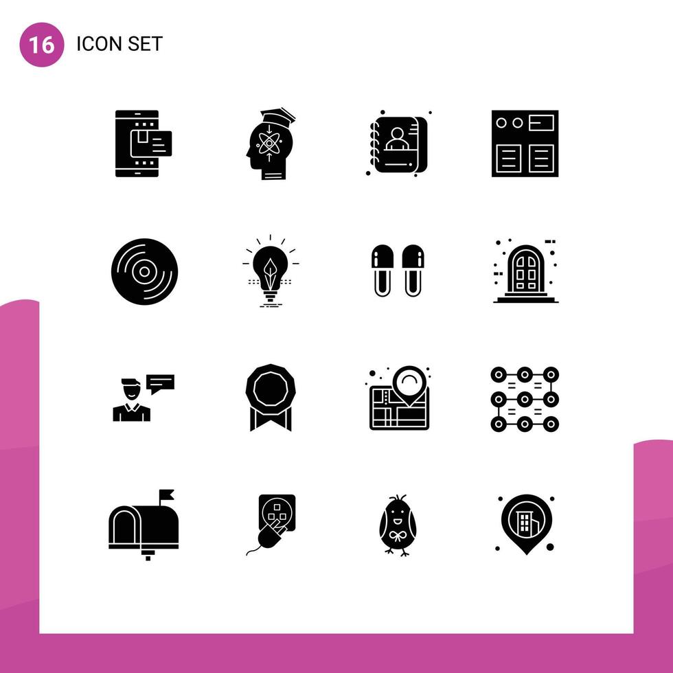 16 Thematic Vector Solid Glyphs and Editable Symbols of shopping online knowledge arrow data Editable Vector Design Elements