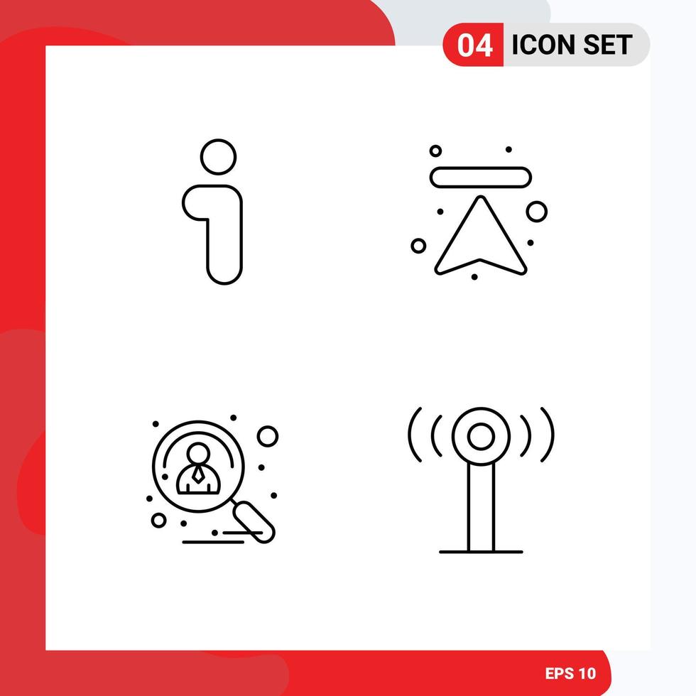 4 Universal Line Signs Symbols of i candidate interface up recruitment Editable Vector Design Elements