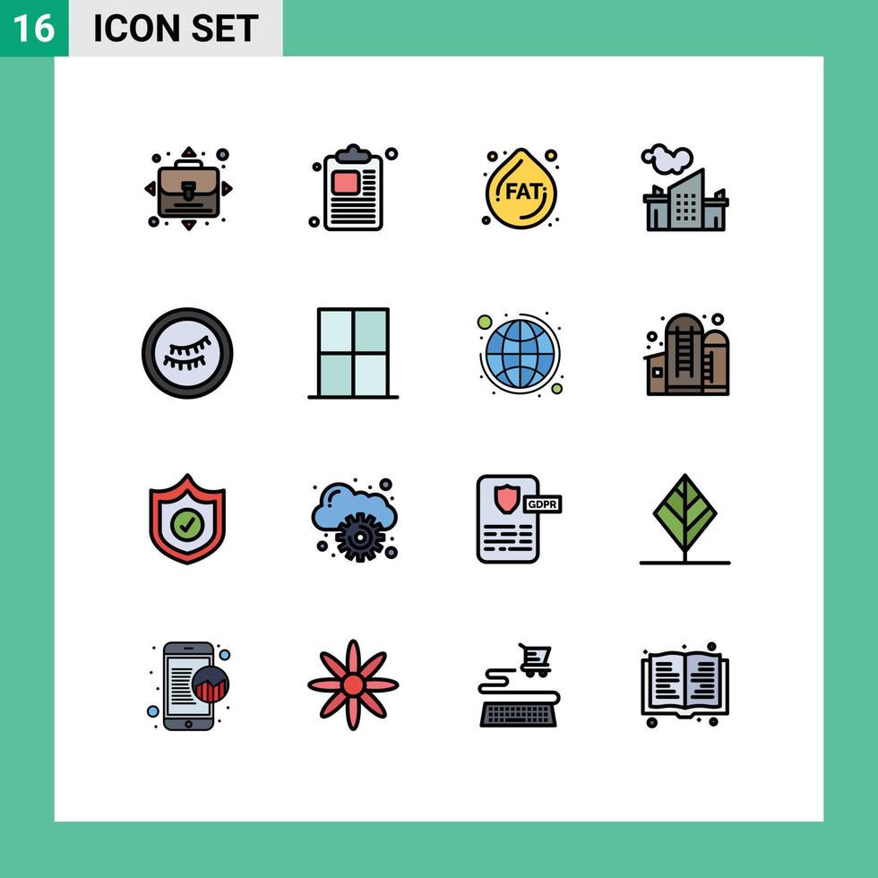 Set of 16 Modern UI Icons Symbols Signs for interior furniture diet sleep pollution Editable Creative Vector Design Elements