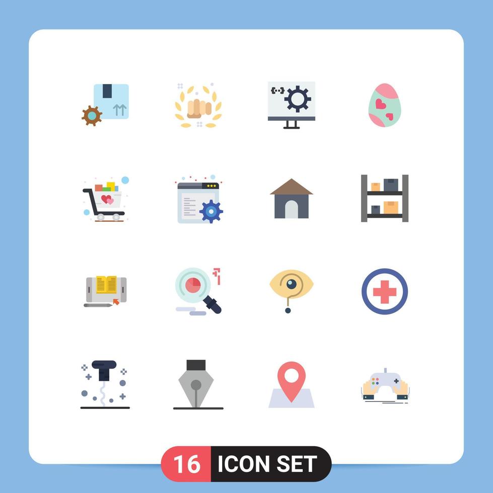 16 Creative Icons Modern Signs and Symbols of branding coding gear punch develop Editable Pack of Creative Vector Design Elements