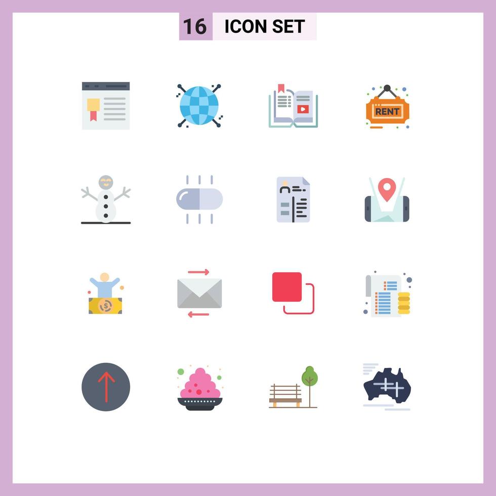 Universal Icon Symbols Group of 16 Modern Flat Colors of browser book page focus tutorial Editable Pack of Creative Vector Design Elements