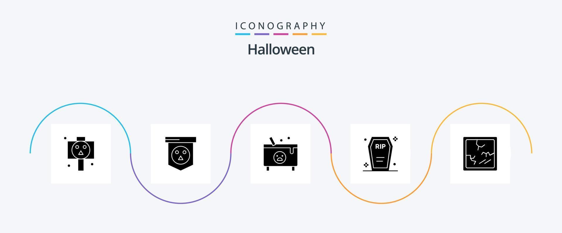 Halloween Glyph 5 Icon Pack Including . halloween. poison. broken. funeral vector