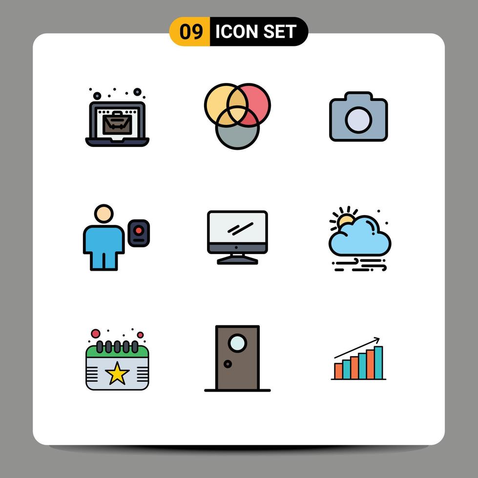9 Filledline Flat Color concept for Websites Mobile and Apps pc device avatar monitor profile Editable Vector Design Elements