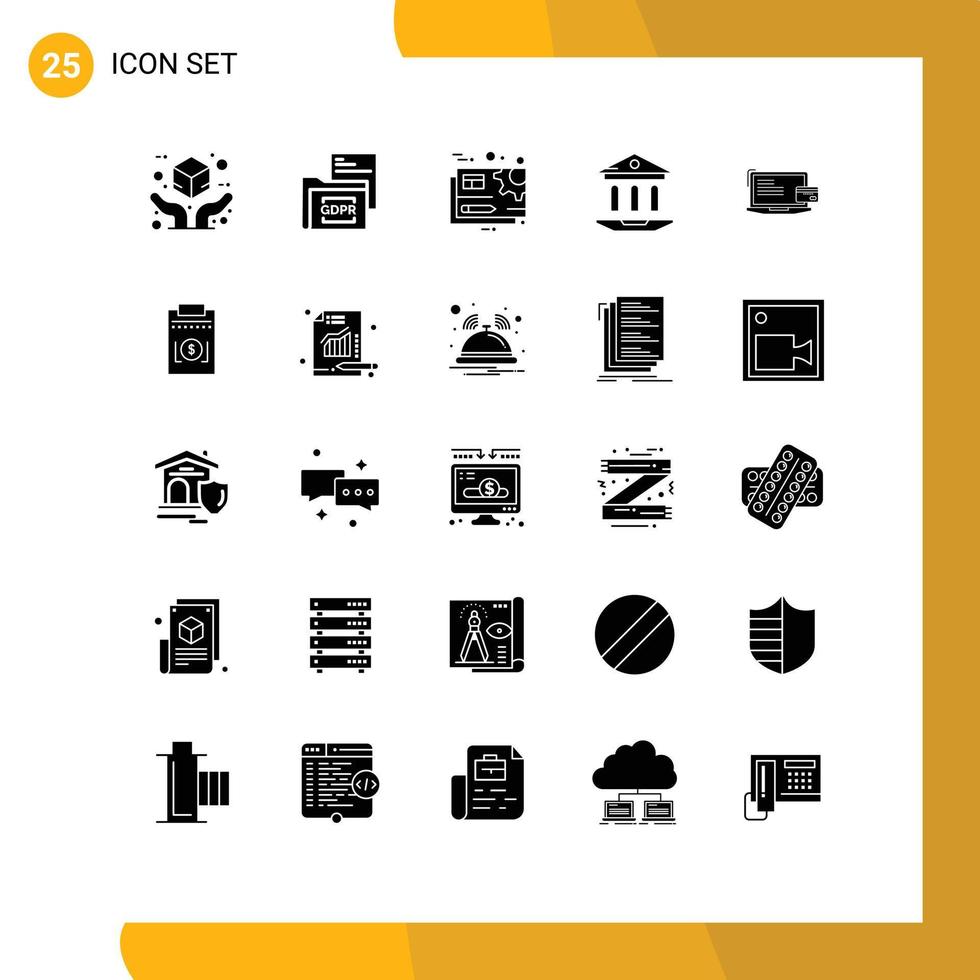 Set of 25 Modern UI Icons Symbols Signs for education school gdpr internet setting Editable Vector Design Elements