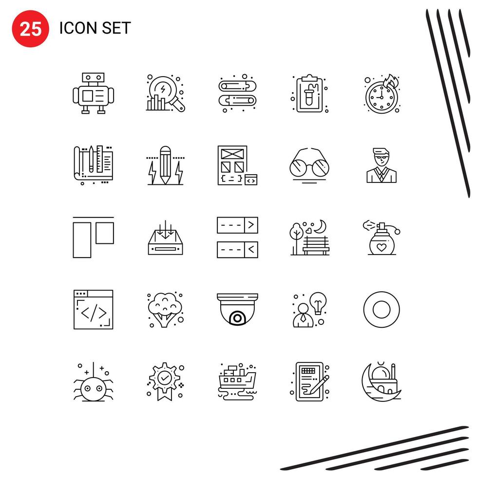 Pictogram Set of 25 Simple Lines of architect time kids deadline record Editable Vector Design Elements