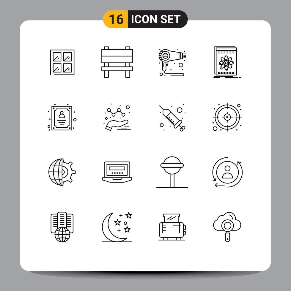 Set of 16 Modern UI Icons Symbols Signs for customer support science fen platform application Editable Vector Design Elements