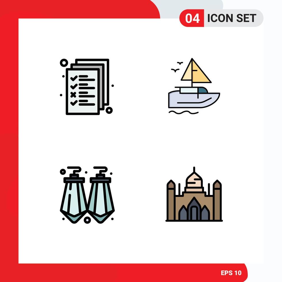 4 User Interface Filledline Flat Color Pack of modern Signs and Symbols of business gems management transport aurangabad fort Editable Vector Design Elements