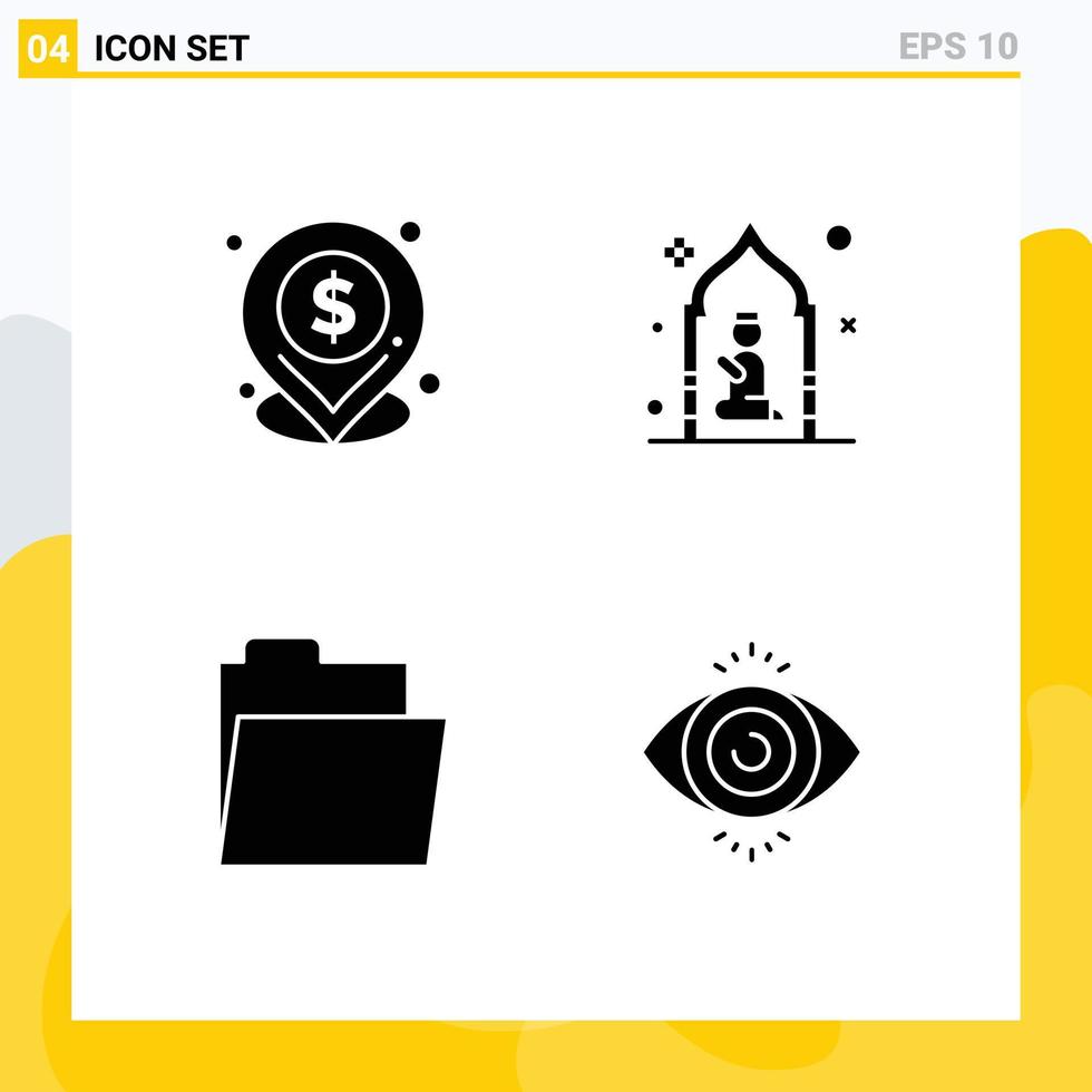 Universal Icon Symbols Group of Modern Solid Glyphs of dollar folder mosque man eye test Editable Vector Design Elements