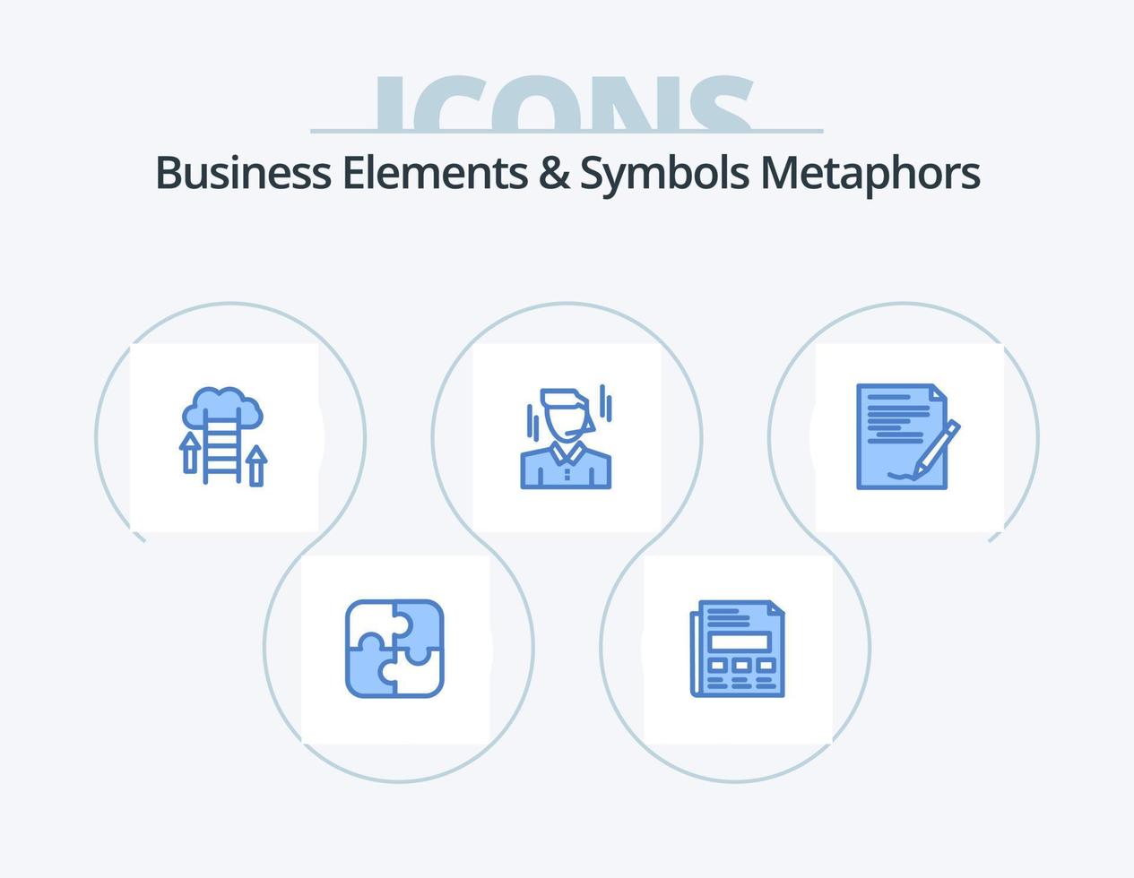 Business Elements And Symbols Metaphors Blue Icon Pack 5 Icon Design. agreement. worker. cloud. manager. server vector