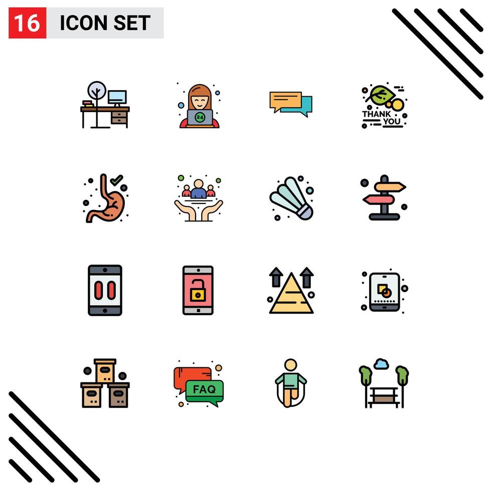 16 User Interface Flat Color Filled Line Pack of modern Signs and Symbols of autumn speech service social communication Editable Creative Vector Design Elements
