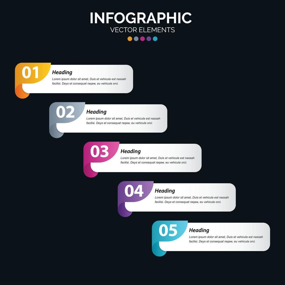 5 Steps Infographics design vector and marketing can be used for workflow layout