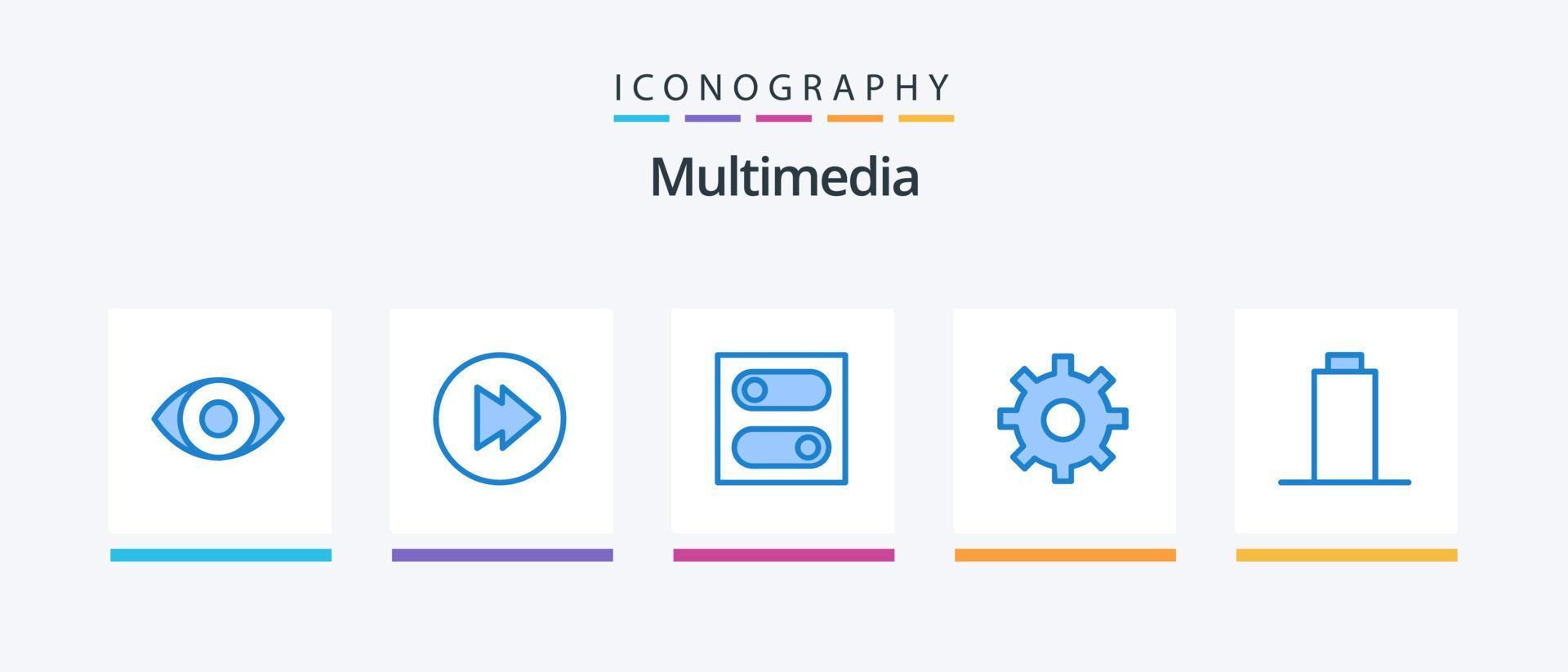 Multimedia Blue 5 Icon Pack Including . gear. empty. Creative Icons Design vector