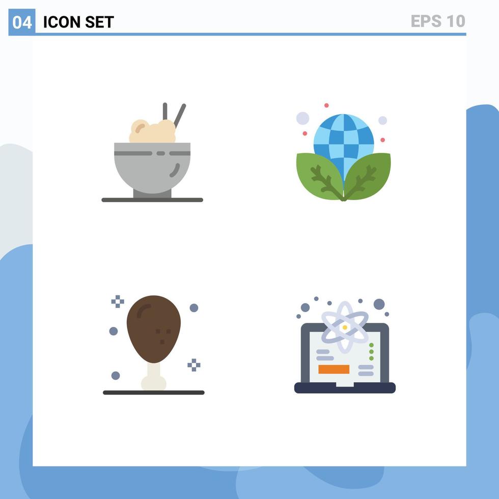 Group of 4 Modern Flat Icons Set for chinese holiday earth day green thanksgiving Editable Vector Design Elements