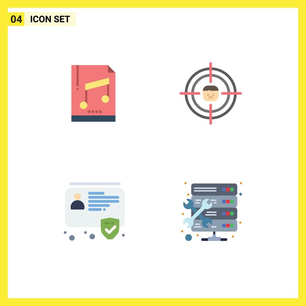 4 Creative Icons Modern Signs and Symbols of audio id sample recruitment id Editable Vector Design Elements