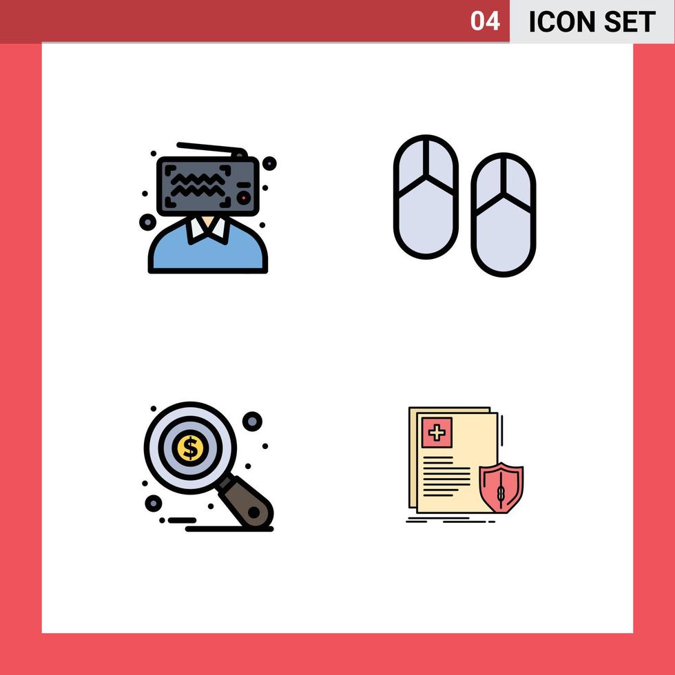 Group of 4 Filledline Flat Colors Signs and Symbols for blogger auditing influencer picnic tax monitoring Editable Vector Design Elements