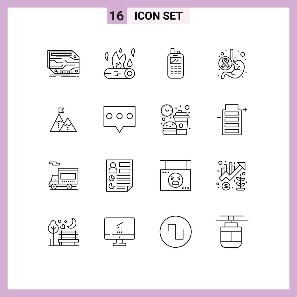 16 Thematic Vector Outlines and Editable Symbols of stomach day fire cancer receiver Editable Vector Design Elements