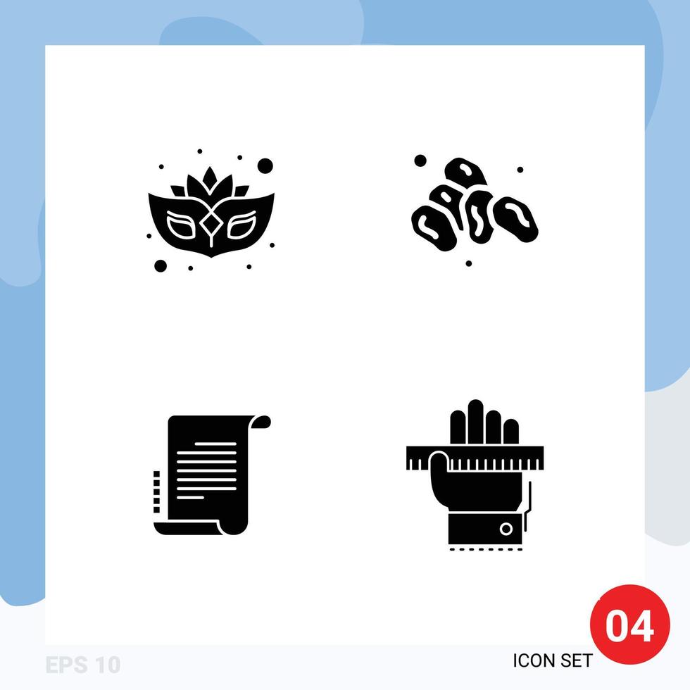 User Interface Pack of Basic Solid Glyphs of carnival screenplay ramadan decree hand Editable Vector Design Elements