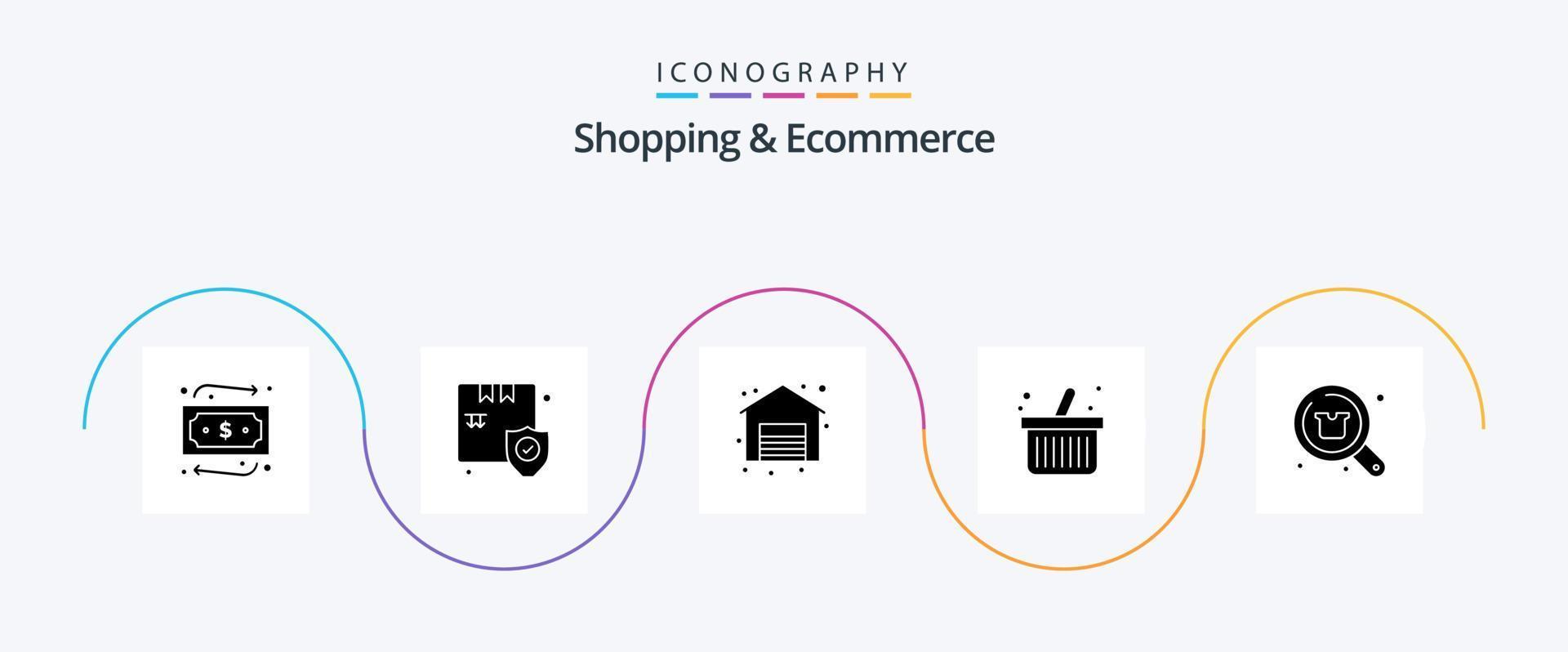 paquete de iconos de glifo 5 de compras y comercio electrónico que incluye compras. buscar. compras. descuento. compras vector