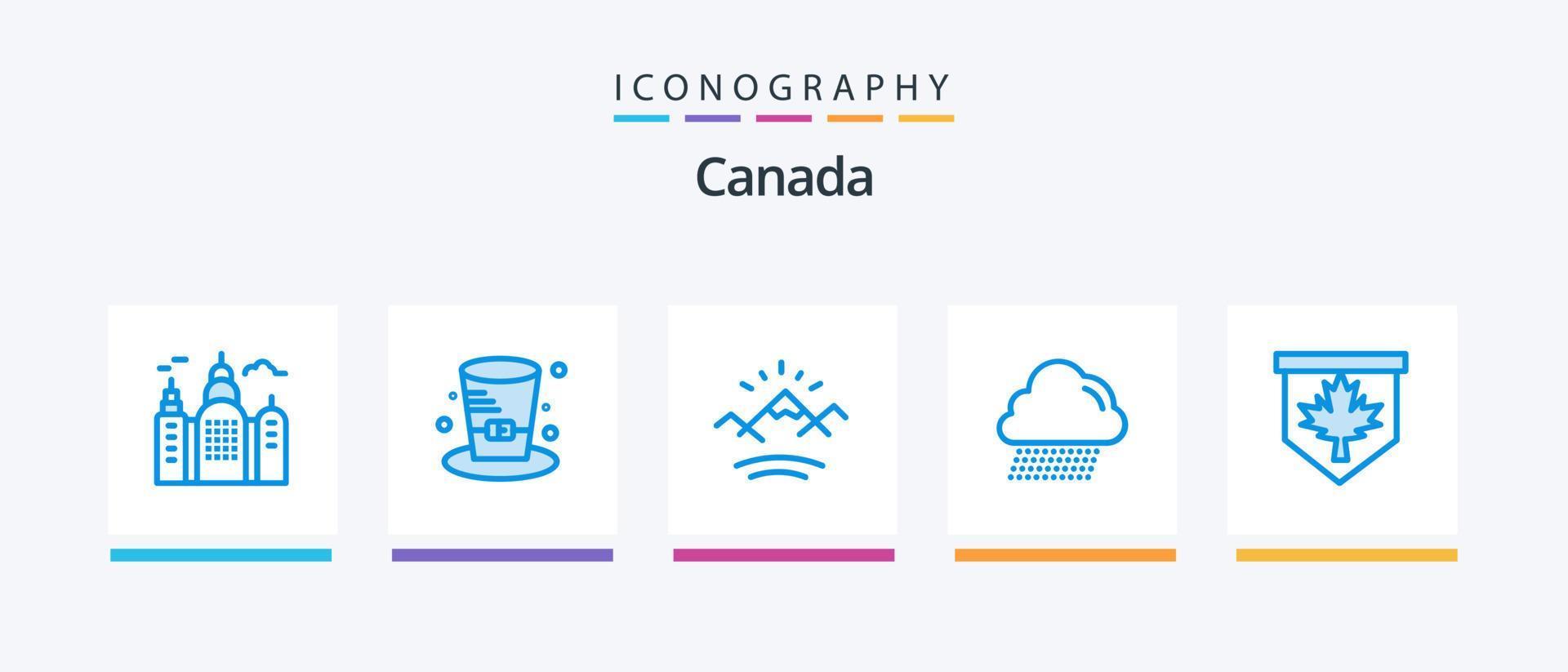 paquete de iconos de canadá azul 5 que incluye signo. lámina. río. etiqueta. lluvia. diseño de iconos creativos vector