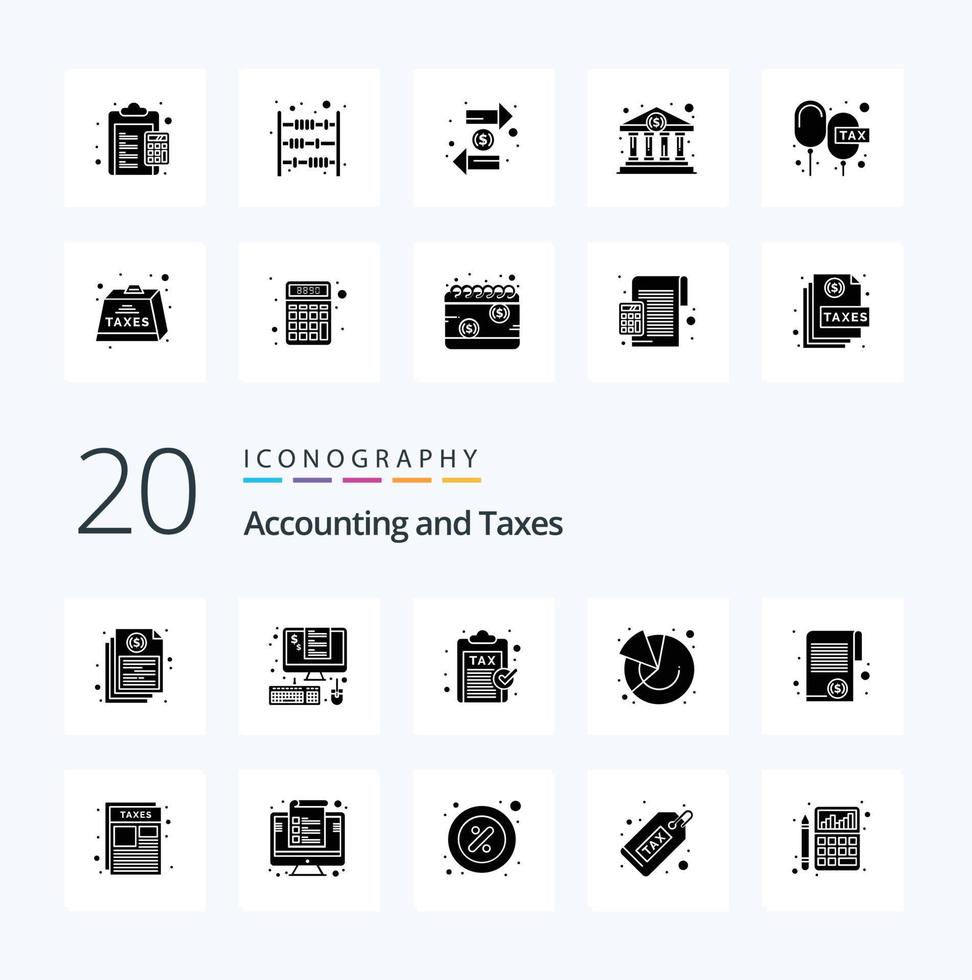 20 Taxes Solid Glyph icon Pack like finance revenue percent payment finance vector