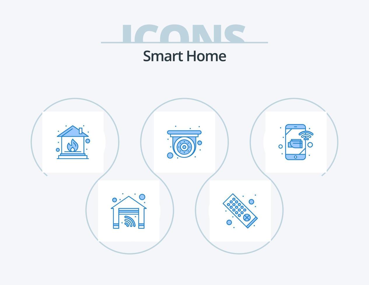 diseño de iconos del paquete de iconos azules de casa inteligente 5. seguridad. supervisión. casa. móvil. seguridad vector