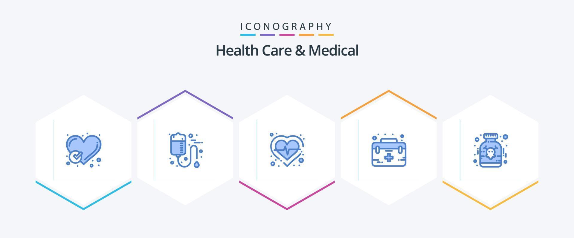 Health Care And Medical 25 Blue icon pack including medical. case. care. aid. pulse vector