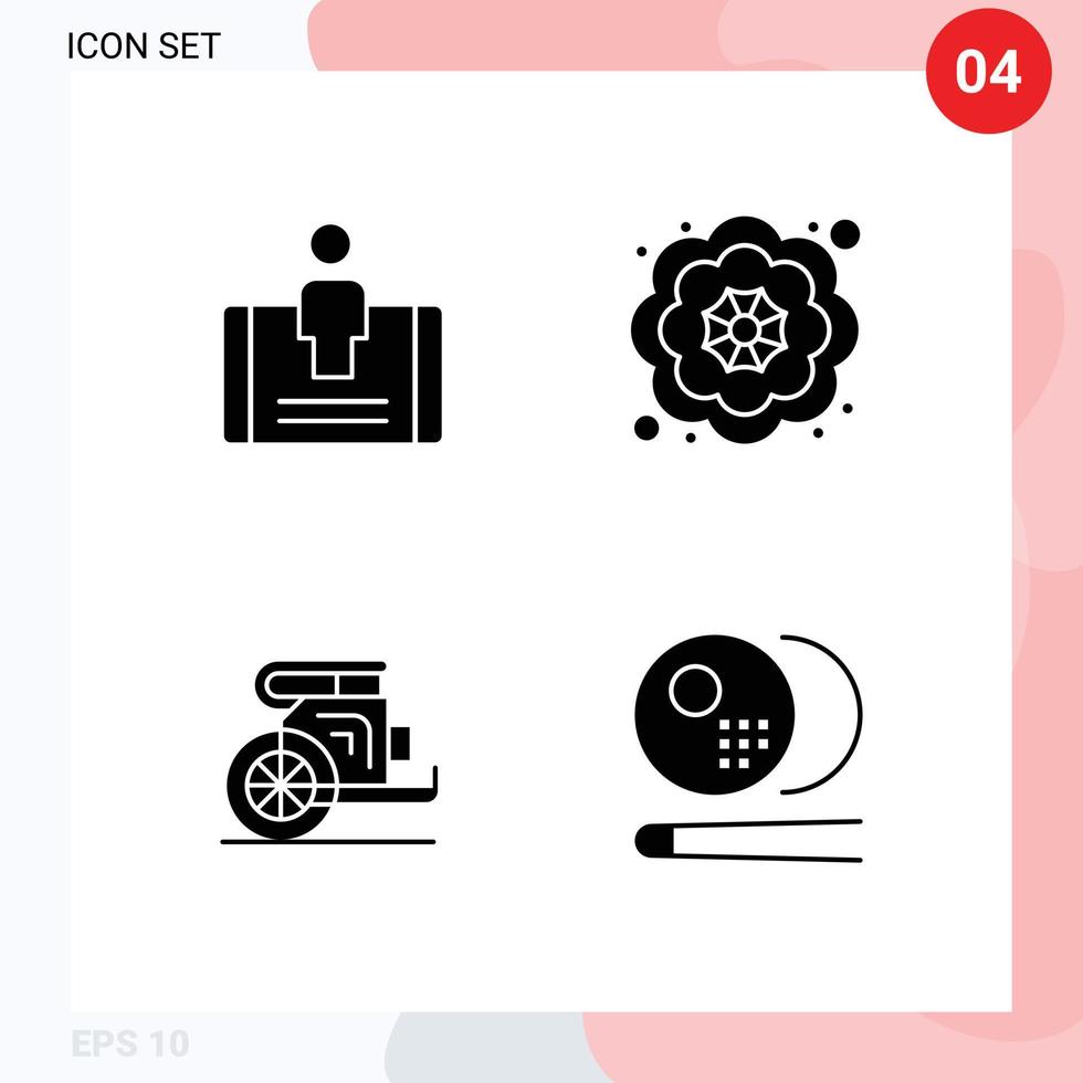 conjunto moderno de 4 pictogramas de glifos sólidos de los elementos de diseño de vectores editables de antigua grecia bonita social del cliente