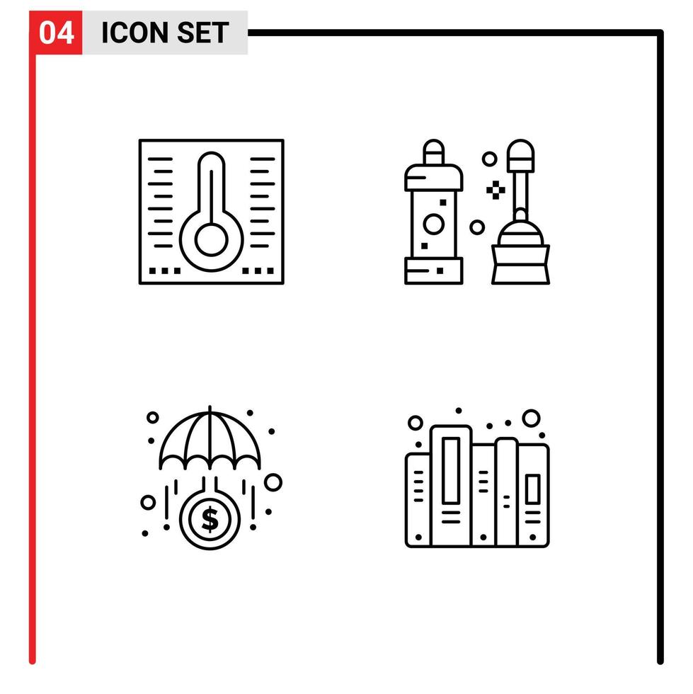 4 User Interface Line Pack of modern Signs and Symbols of mercury invest bathroom tool history Editable Vector Design Elements