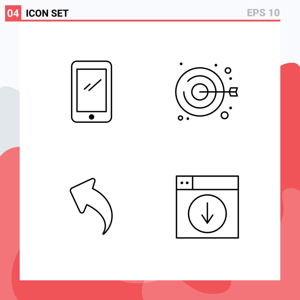 Set of 4 Modern UI Icons Symbols Signs for phone arrow android embroidery up Editable Vector Design Elements