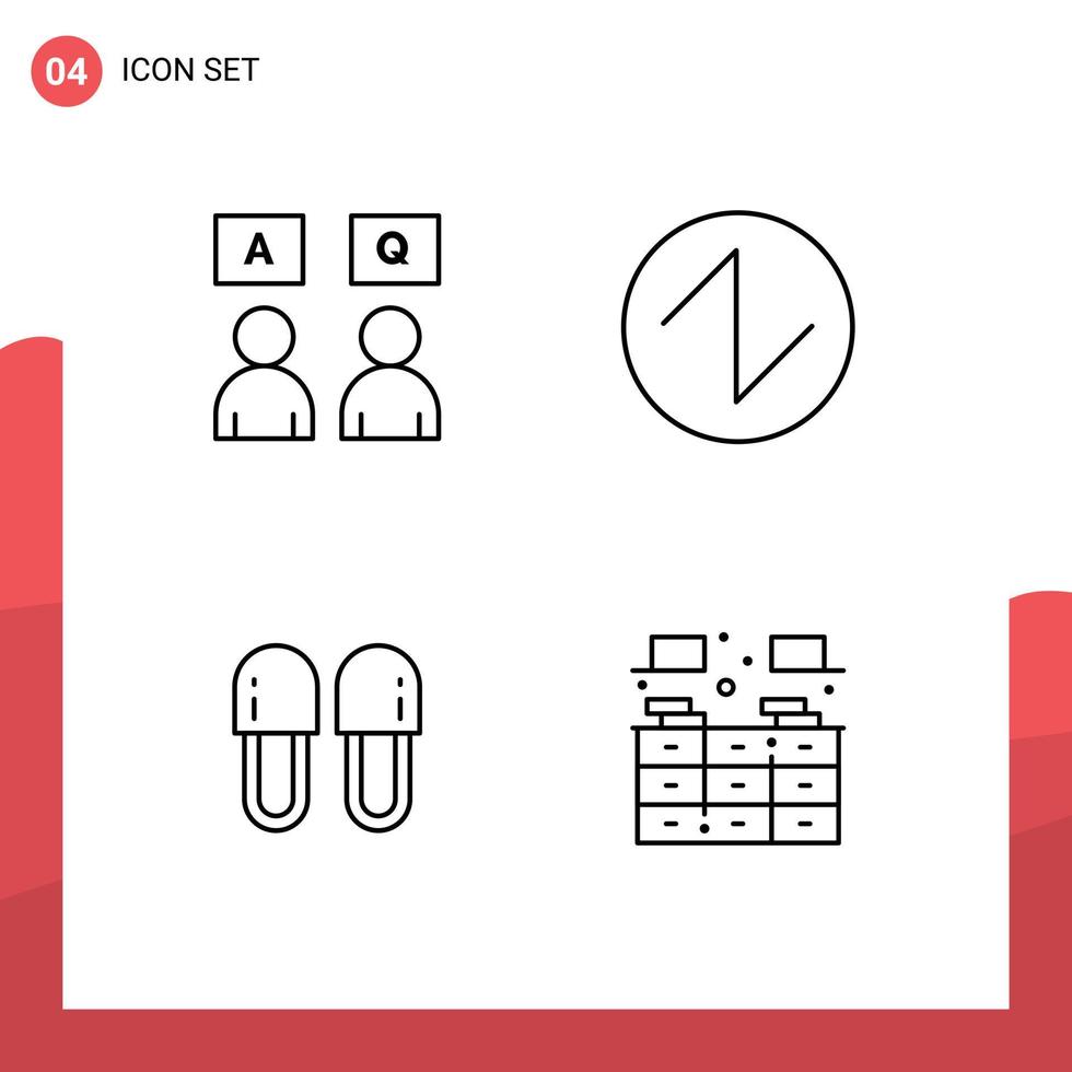 Set of 4 Modern UI Icons Symbols Signs for answers hygiene qa wave shoes Editable Vector Design Elements