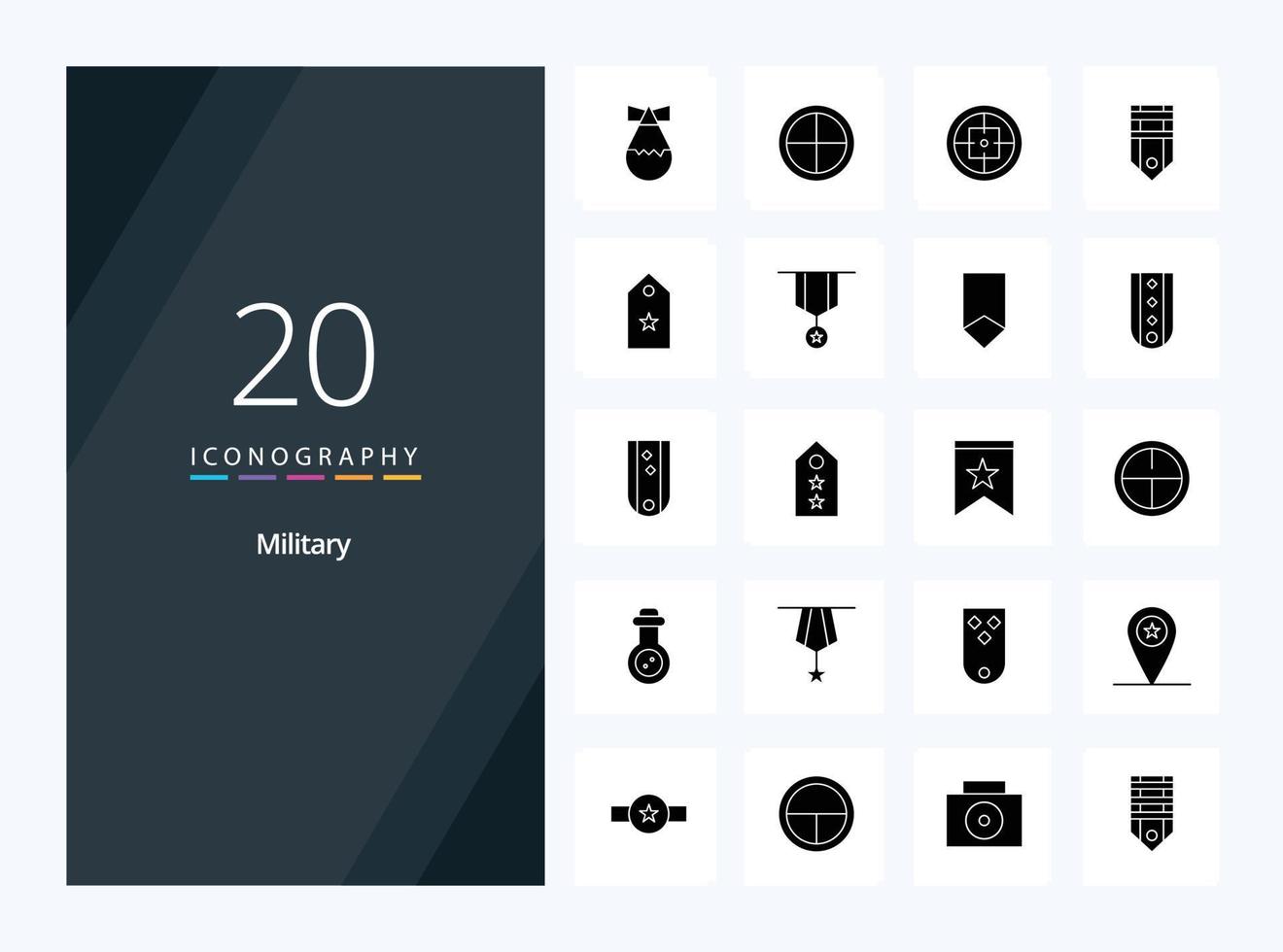 20 Military Solid Glyph icon for presentation vector