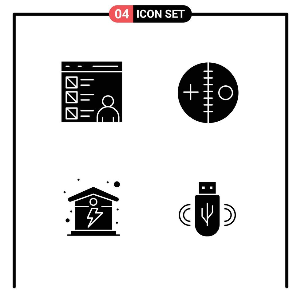 Group of 4 Modern Solid Glyphs Set for app voodoo develop doll home Editable Vector Design Elements