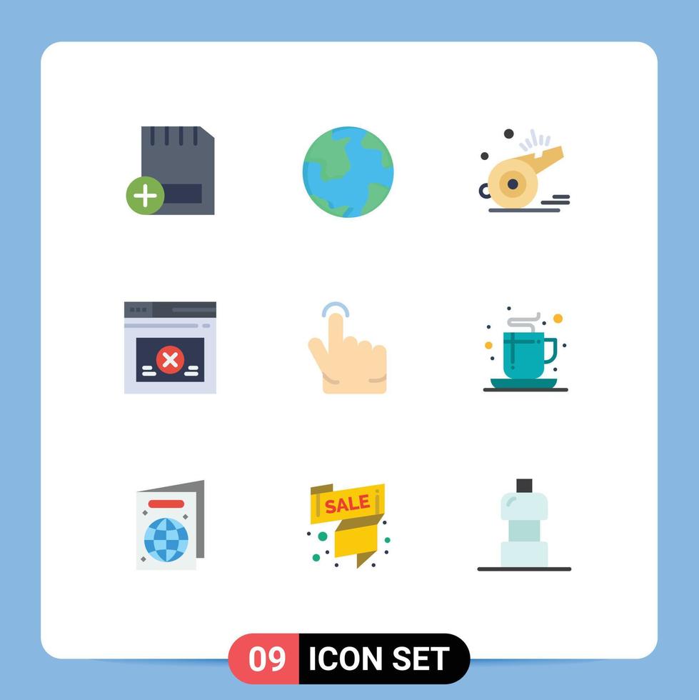 Modern Set of 9 Flat Colors Pictograph of web page geography game referee Editable Vector Design Elements