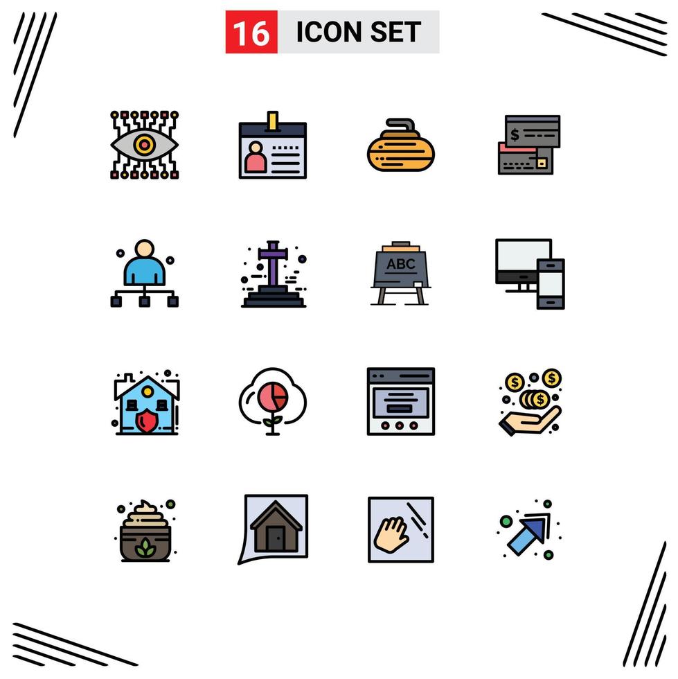 Set of 16 Modern UI Icons Symbols Signs for boss debit bowls credit direct payment Editable Creative Vector Design Elements