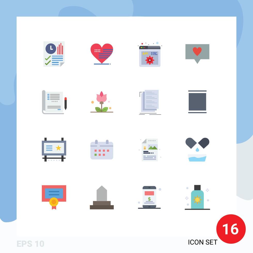 16 Universal Flat Color Signs Symbols of data api report love development Editable Pack of Creative Vector Design Elements