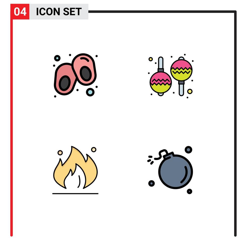 4 Creative Icons Modern Signs and Symbols of baby construction instrument fire comet Editable Vector Design Elements