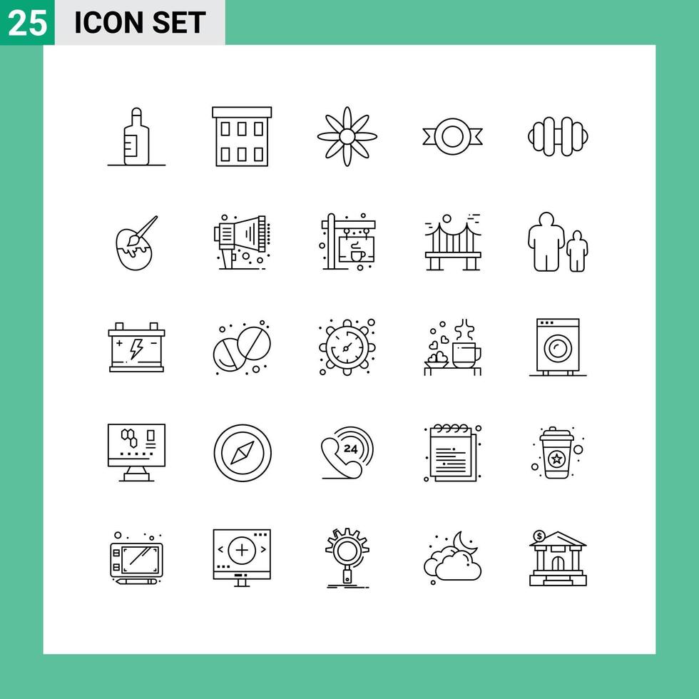conjunto de 25 iconos de interfaz de usuario modernos símbolos signos para elementos de diseño vectorial editables del logotipo de la mancuerna de la flor de los deportes de pascua vector