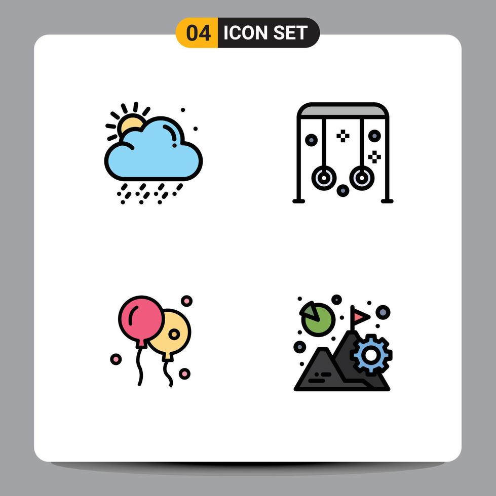 conjunto de 4 iconos de ui modernos símbolos signos para análisis de deportes infantiles de pascua en la nube elementos de diseño vectorial editables vector