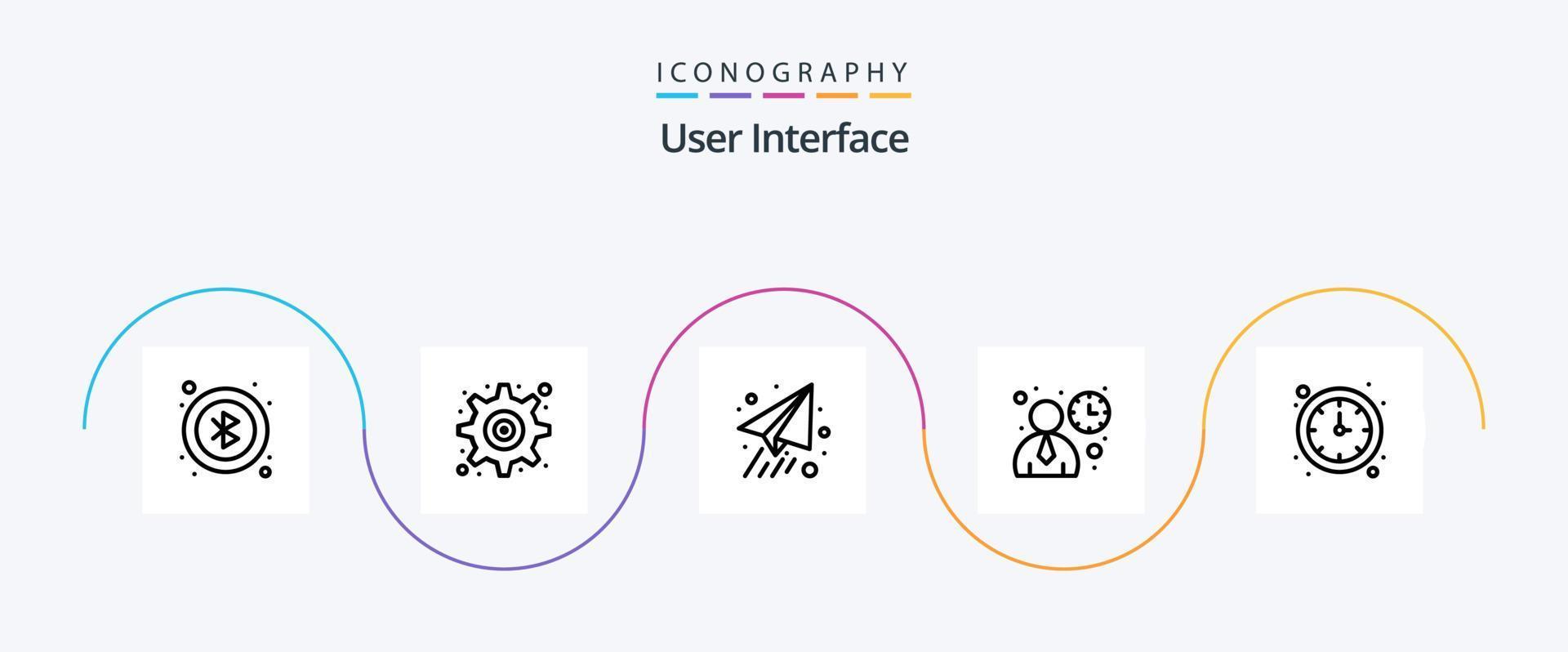 User Interface Line 5 Icon Pack Including . time. paper plane. clock. user vector