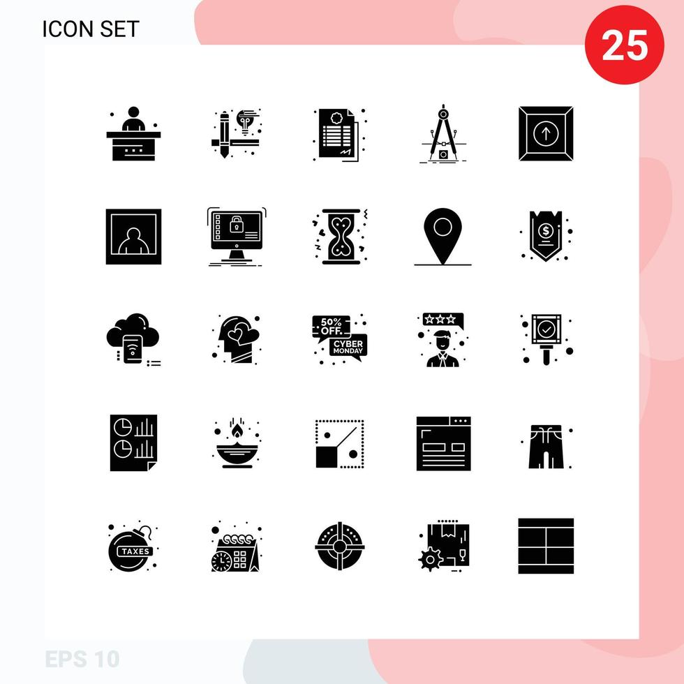 Mobile Interface Solid Glyph Set of 25 Pictograms of box refinement agreement product design Editable Vector Design Elements