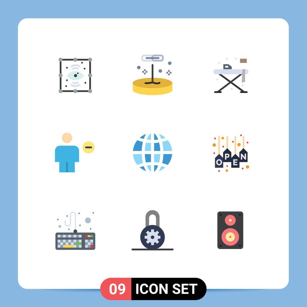 Pictogram Set of 9 Simple Flat Colors of earth human home delete avatar Editable Vector Design Elements