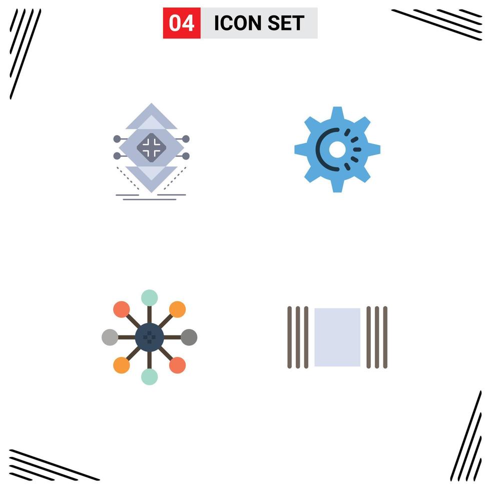 4 Universal Flat Icon Signs Symbols of computing biochemistry science gear cell Editable Vector Design Elements