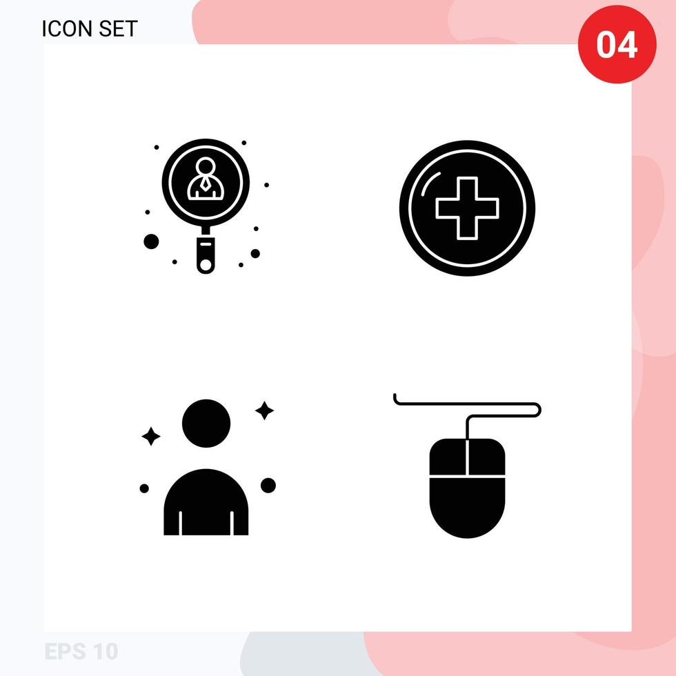 4 iconos creativos, signos y símbolos modernos de empleados, trabajo masculino, persona médica, elementos de diseño vectorial editables vector
