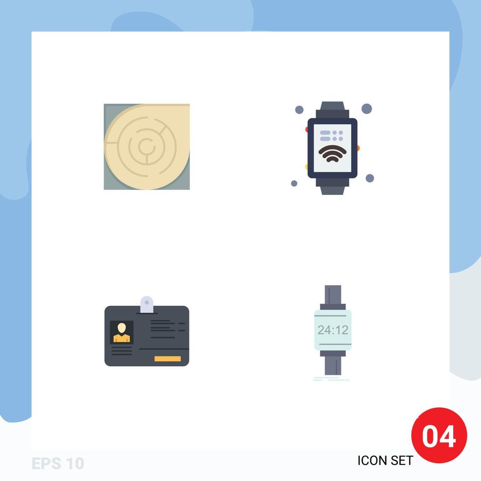 4 Thematic Vector Flat Icons and Editable Symbols of maze card strategy internet id Editable Vector Design Elements