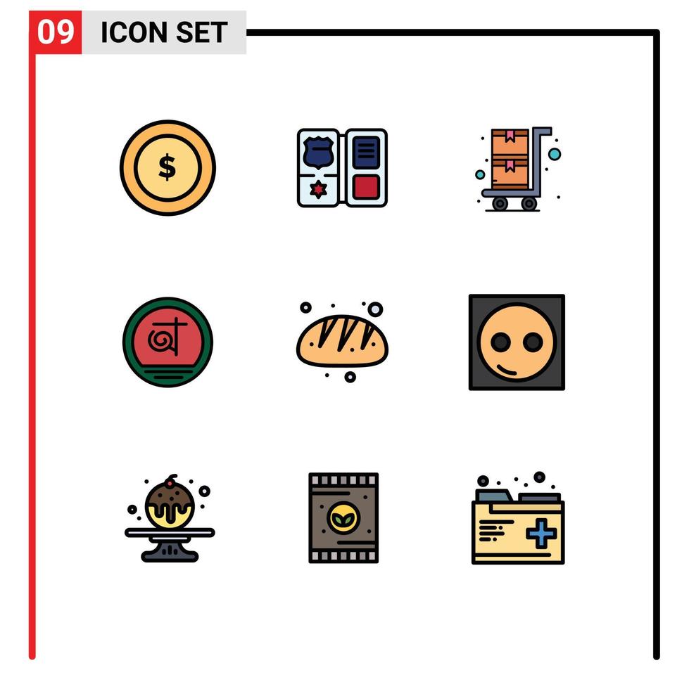 Set of 9 Modern UI Icons Symbols Signs for food baking shopping cart bakery bangladeshi Editable Vector Design Elements